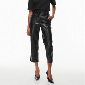 Babaton Faux Leather Pant Black Raw Hem